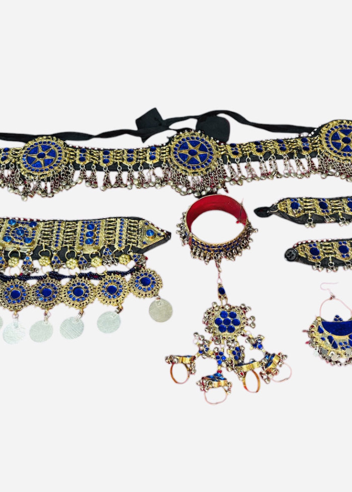 Afghan blue full jewellery set 8 PCs, Blue